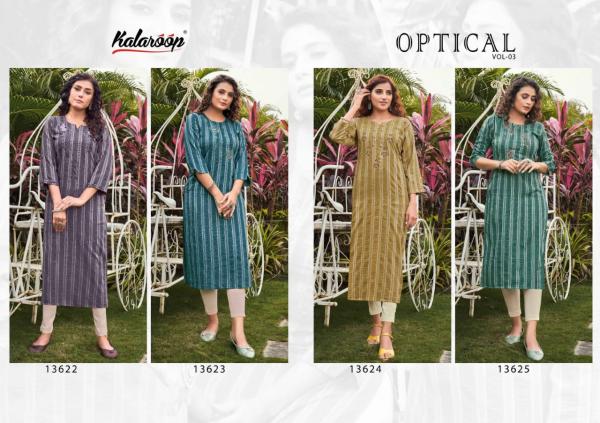 Kalaroop Optical Vol 3 rayon Fancy Embroidery Rayon Kurti